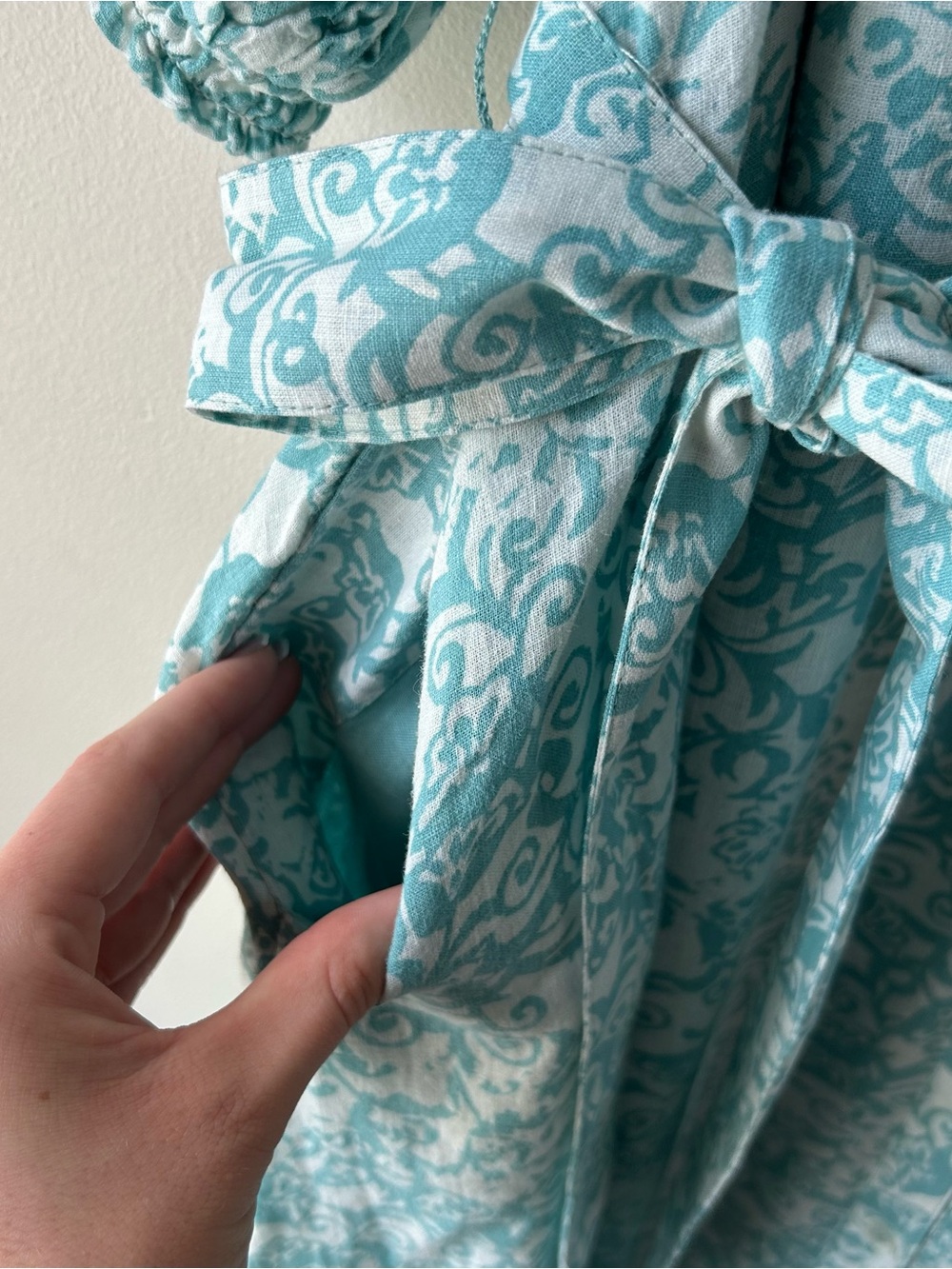 Maeve Anthropologie Irene Linen Shirt Maxi Dress Mint Green Floral XL - Picture 9 of 16